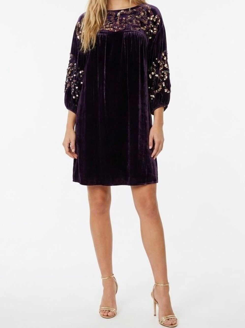 Vintage Nanette Lepore Purple Velvet Sequin Y2K Whimsigoth Shift Dress Small